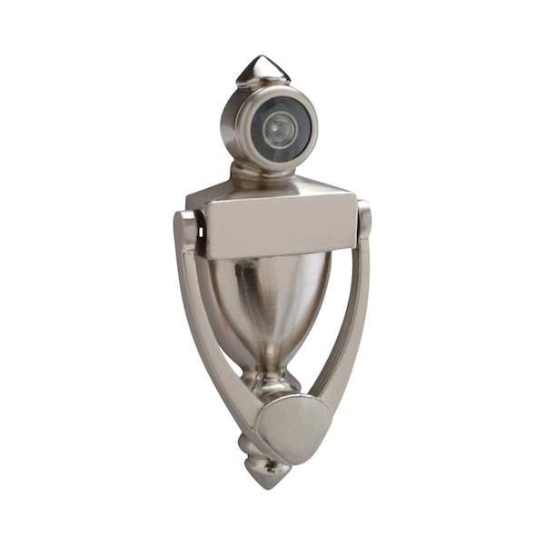 Pamex 5-1/2in High Door Knocker with 180 Degree Viewer Satin Nickel Finish DD01K180SN - main